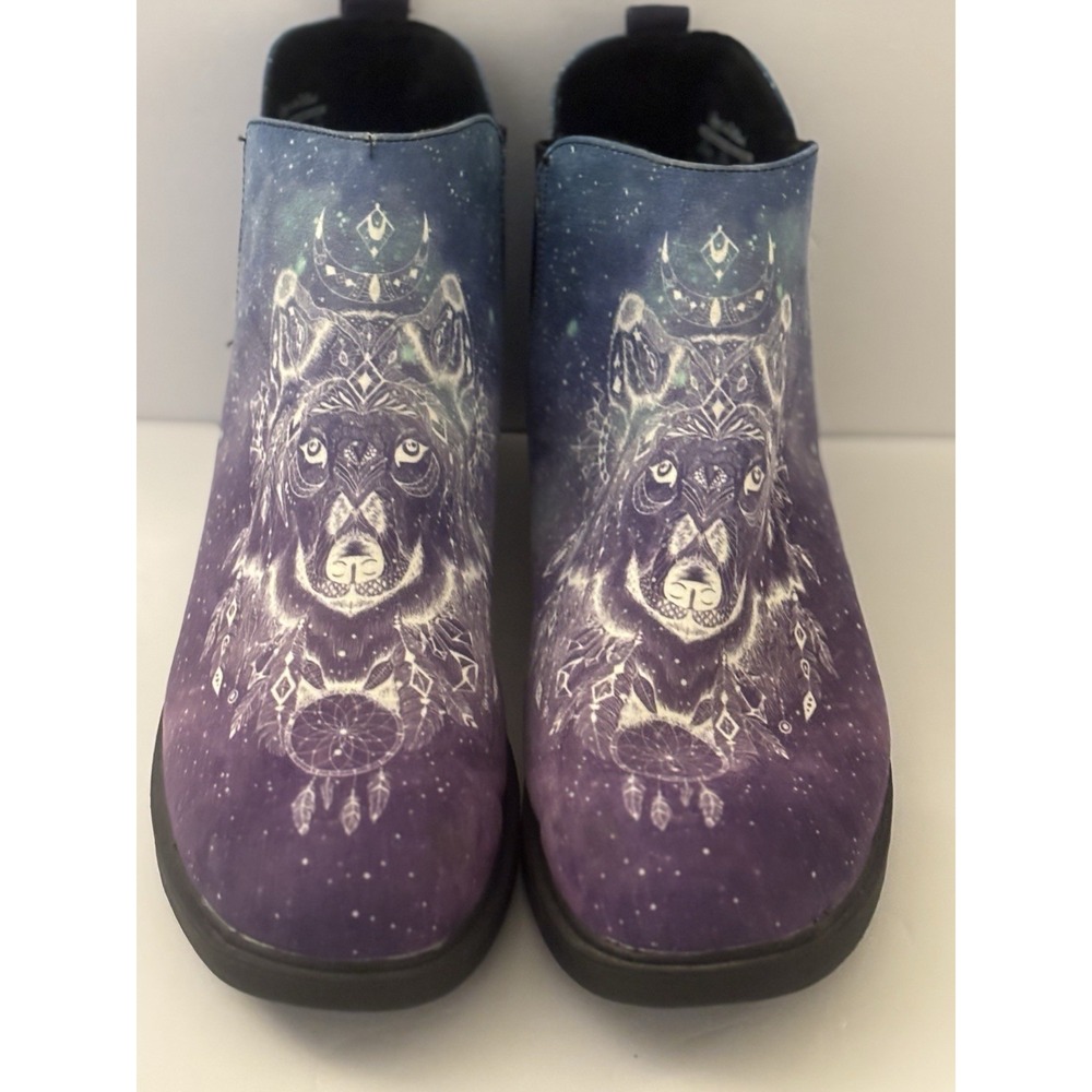 Yes We Vibe Boots Slip In Women's‎ Purple Wolf Bohemian Size 10.5 Blue Artsy